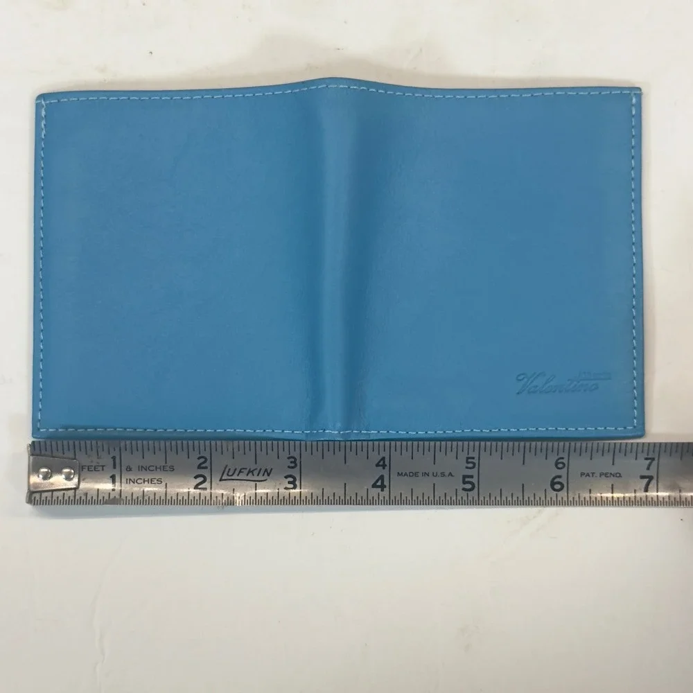 Alberto Valentino Italian Genuine Leather Teal Bifold Wallet Vera Pelle NWT